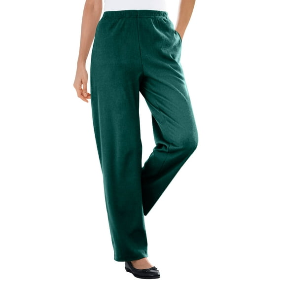 Woman Within Plus Size Tall 7-Day Knit Ribbed Straight-Leg Pull-On Pants