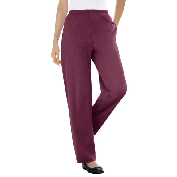 Woman Within Plus Size 7-Day Knit Ribbed Straight-Leg Pull-On Pants