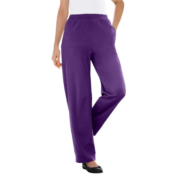 Woman Within Plus Size 7-Day Knit Ribbed Straight-Leg Pull-On Pants