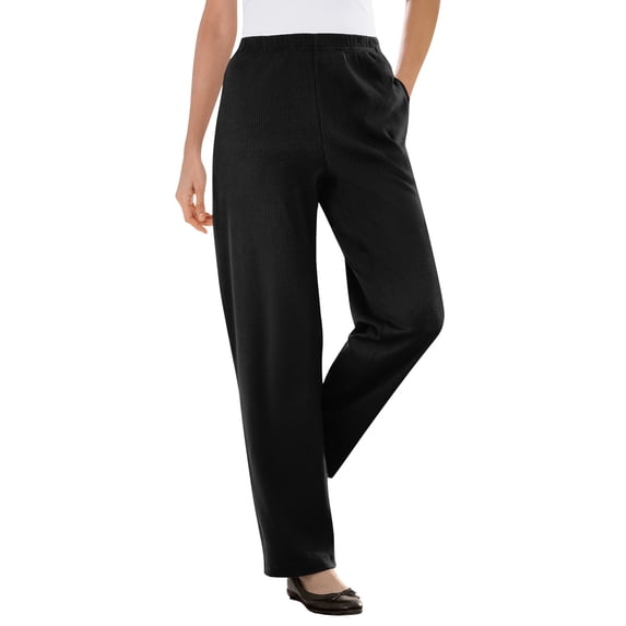 Woman Within Plus Size Tall 7-Day Knit Ribbed Straight-Leg Pull-On Pants