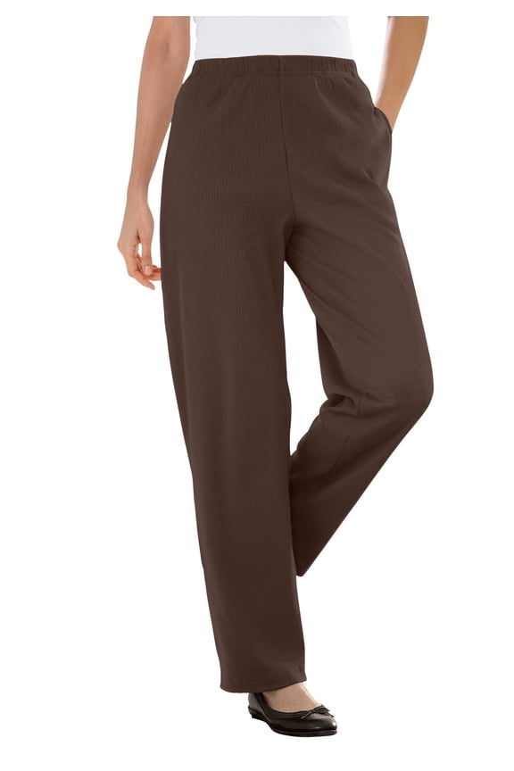 Plus Size Tall 7-Day Knit Ribbed Straight-Leg Pull-On Pants