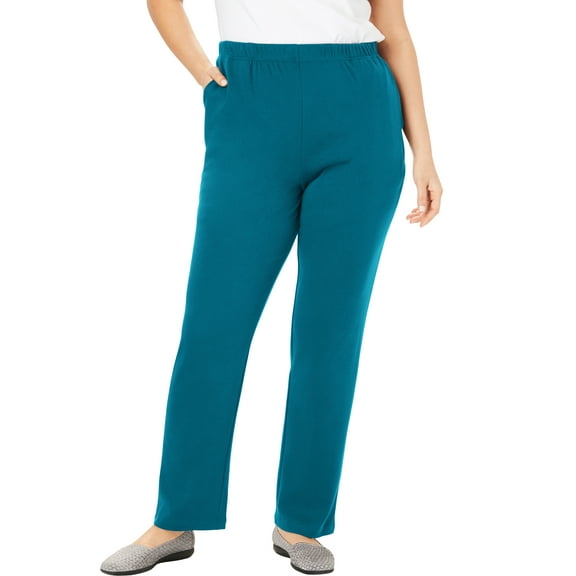 Woman Within Plus Size Petite 7-Day Knit Straight-Leg Pull-On Pants