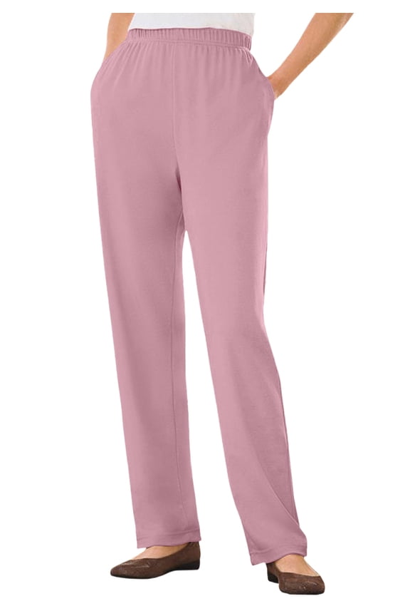 Plus Size Petite 7-Day Straight-Leg Elastic-Waist Stretchy Knit Pant