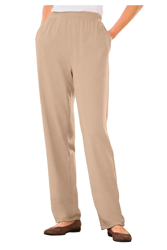 Plus Size Petite 7-Day Straight-Leg Elastic-Waist Stretchy Knit Pant