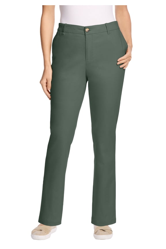 Plus Size Adjustable Waist Straight-Leg Chino