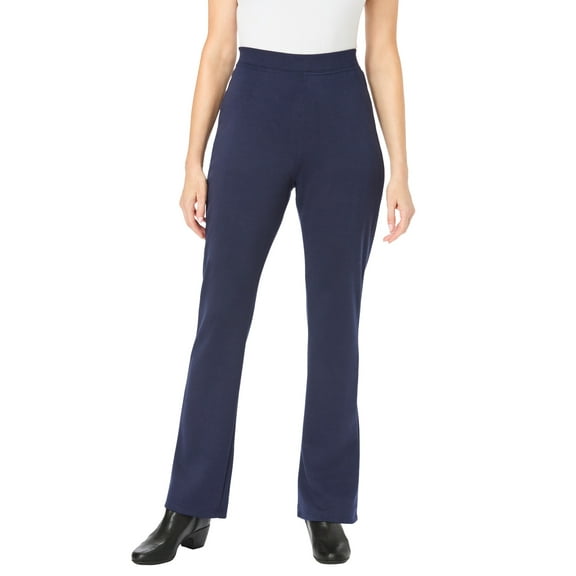 Woman Within Plus Size Petite Stretch Ponte Knit Pull-On Bootcut Pants