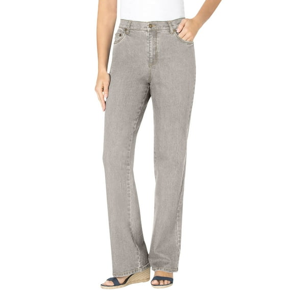 Woman Within Plus Size Petite Stretch Denim Five-Pocket Bootcut Jeans