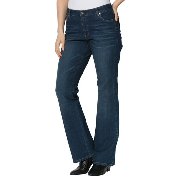 Woman Within Plus Size Petite Stretch Denim Five-Pocket Bootcut Jeans