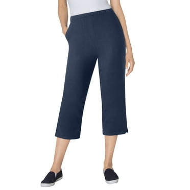 Woman Within Plus Size Capri Elastic Waist Stretch Fineline Denim Jean (Petite Available)