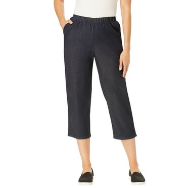 Woman Within Plus Size Capri Elastic Waist Stretch Fineline Denim Jean (Petite Available)