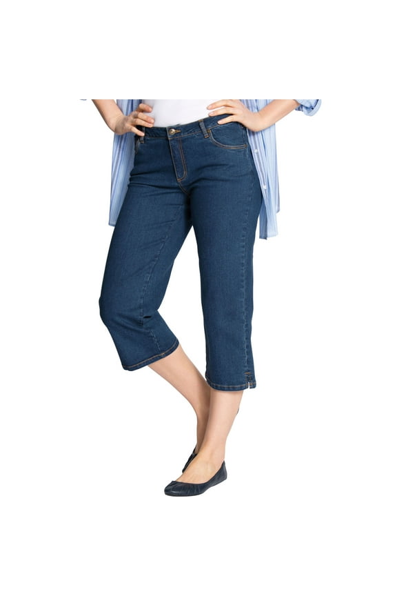 Plus Size Petite Stretch Denim Five-Pocket Capri Jeans