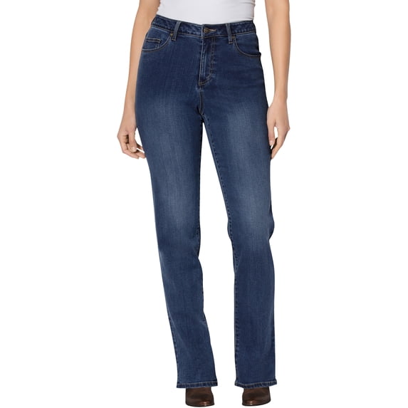 Woman Within Plus Size Petite Bootcut Stretch Comfort Denim Five-Pocket Jeans