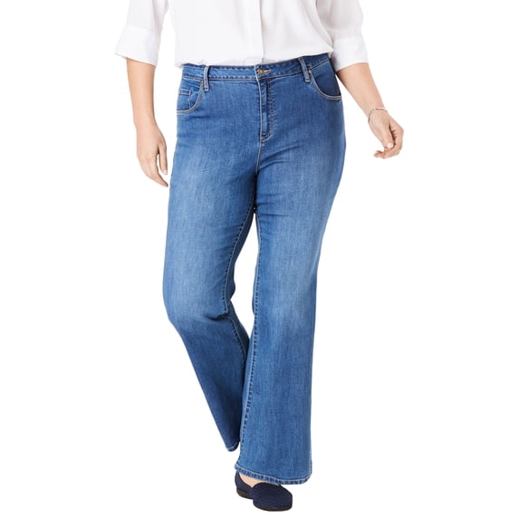 Woman Within Plus Size Petite Bootcut Stretch Comfort Denim Five-Pocket Jeans