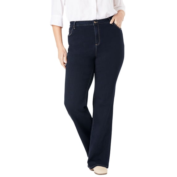 Woman Within Plus Size Petite Bootcut Stretch Comfort Denim Five-Pocket Jeans