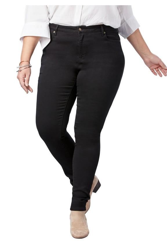 Plus Size Petite Slim-Leg Stretch Comfort Denim Five-Pocket Jeans