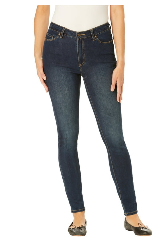 Plus Size Petite Slim-Leg Stretch Comfort Denim Five-Pocket Jeans