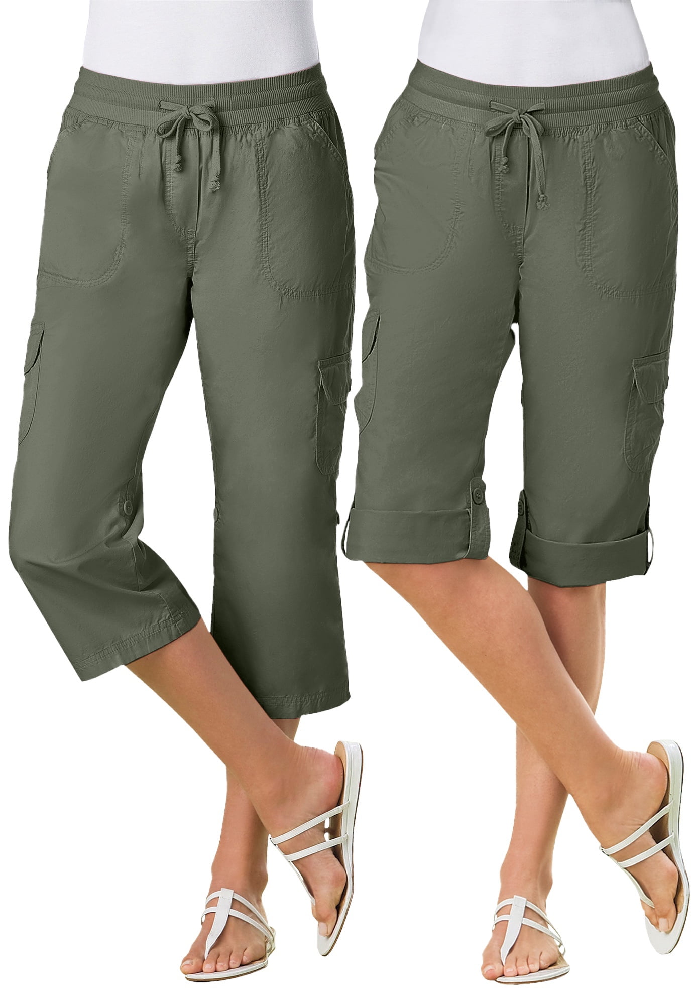 Woman Within Women's Plus Size Petite Convertible Length Cargo Capri ...