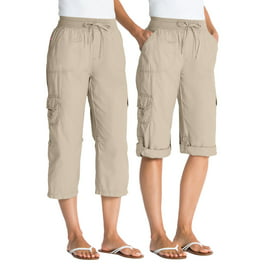 Brglopf Womens Cotton Twill Cargo Capris Hiking Pants Lightweight