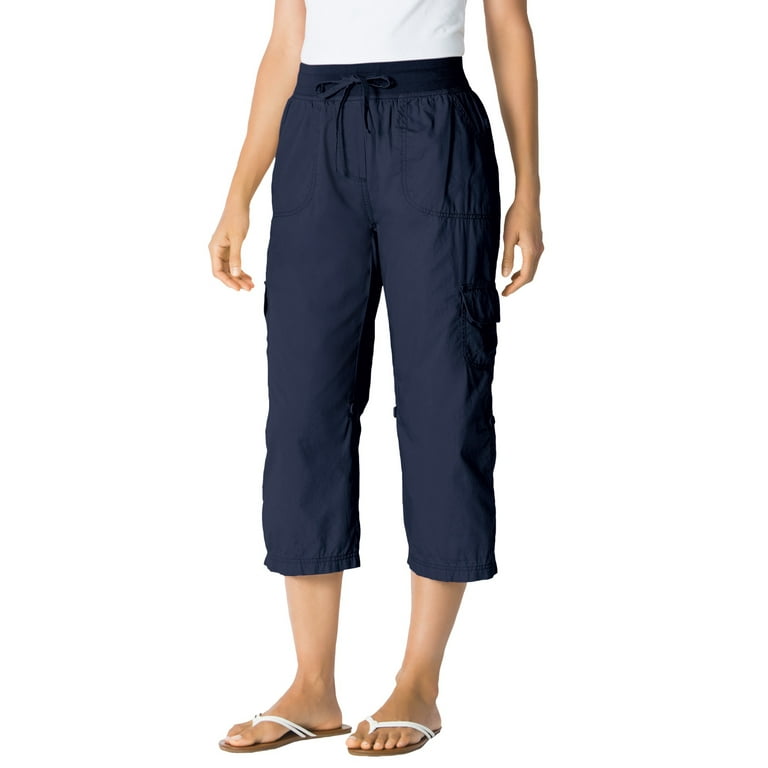 Woman Within Women's Plus Size Petite Convertible Length Cargo Capri Pant  Pant 