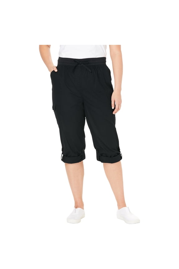 Plus Size Petite Convertible Length Cargo Capri/Bermuda