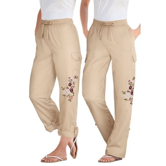 Woman Within Plus Size Convertible 2-in-1 Cargo Pant & Capri Elastic Waist