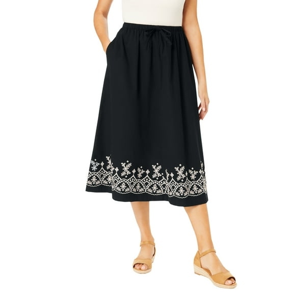 Woman Within Women's Plus Size Petite Drawstring Denim Skirt