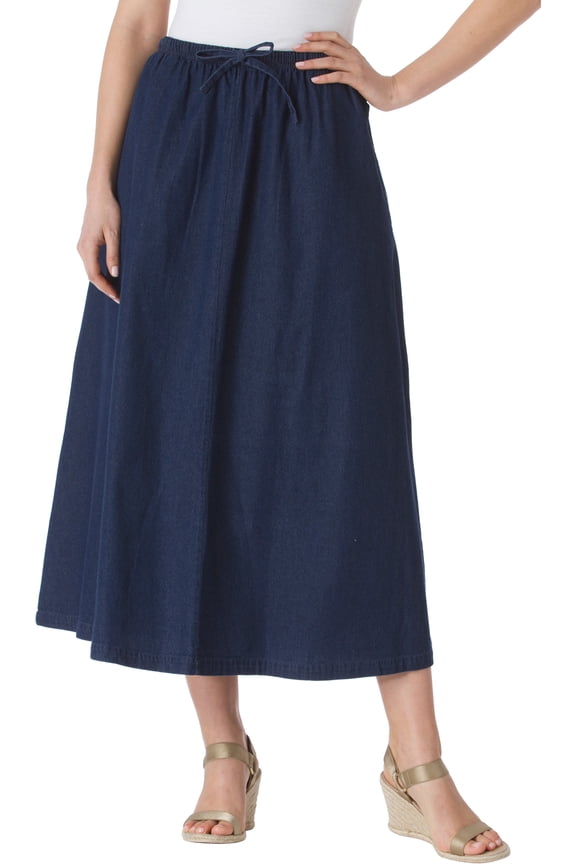 Plus Size Petite Drawstring Denim Skirt