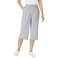 thumbnail image 1 of Woman Within Plus Size Petite Elastic-Waist Pull-On Knit Pocket Capri Pants, 1 of 6