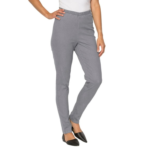 Woman Within Plus Size Petite Pull-On Elastic-Waist Stretch Fineline Denim Jeans