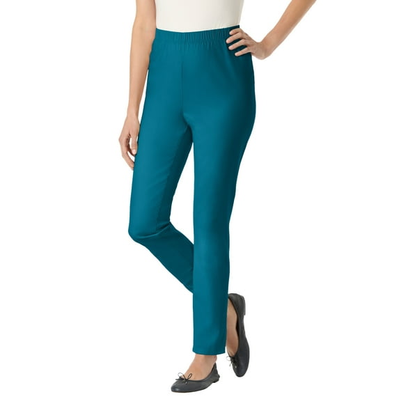 Woman Within Plus Size Petite Pull-On Elastic-Waist Stretch Fineline Denim Jeans