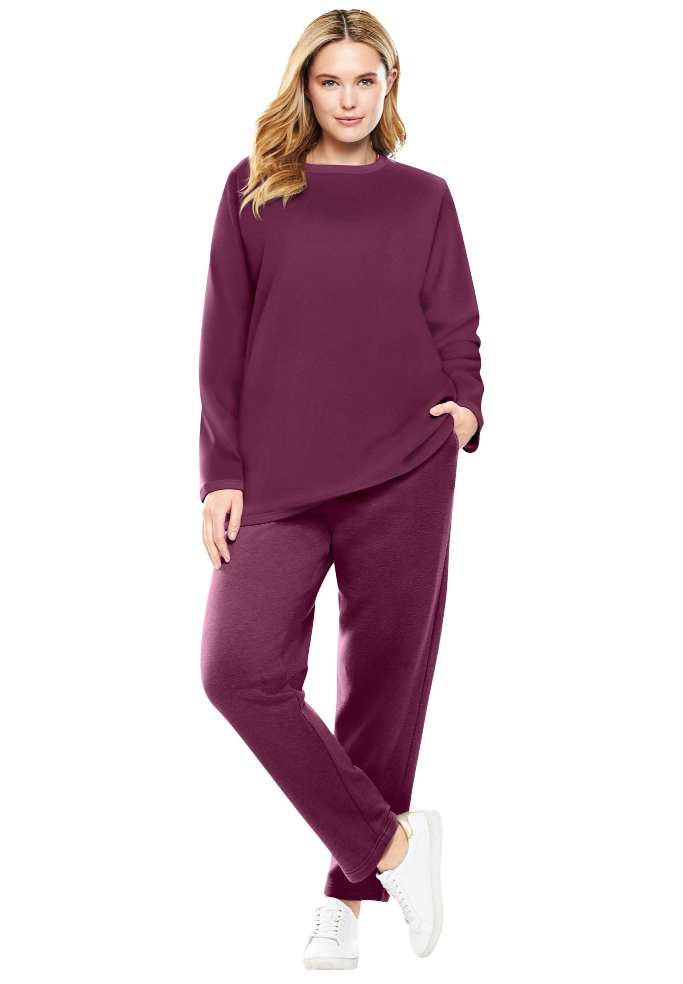 Woman Within Women's Plus Size Petite Fleece Sweatshirt Set