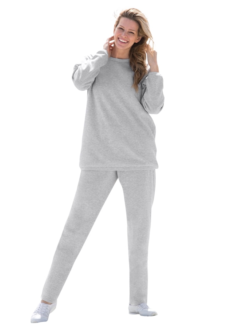 Woman Within Plus Size Fleece Sweatshirt Set - Walmart.com