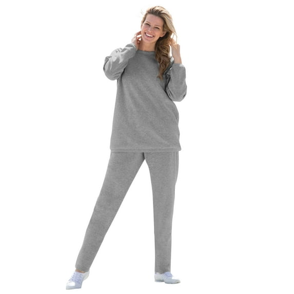 Woman Within Plus Size Petite Fleece Sweatshirt Set