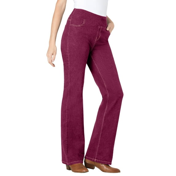 Woman Within Plus Size Petite Flex-Fit Pull-On Bootcut Denim Jean