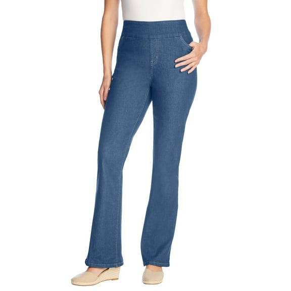 Woman Within Plus Size Petite  Pull-On Bootcut Gap-Free Stretch Denim Jeans