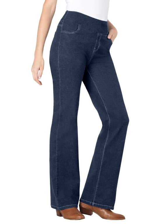 Plus Size Petite Flex Pull-On Bootcut Gap-Free Stretch Denim Jeans
