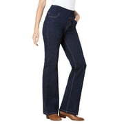 Woman Within Plus Size Petite Flex Pull-On Bootcut Gap-Free Stretch Denim Jeans