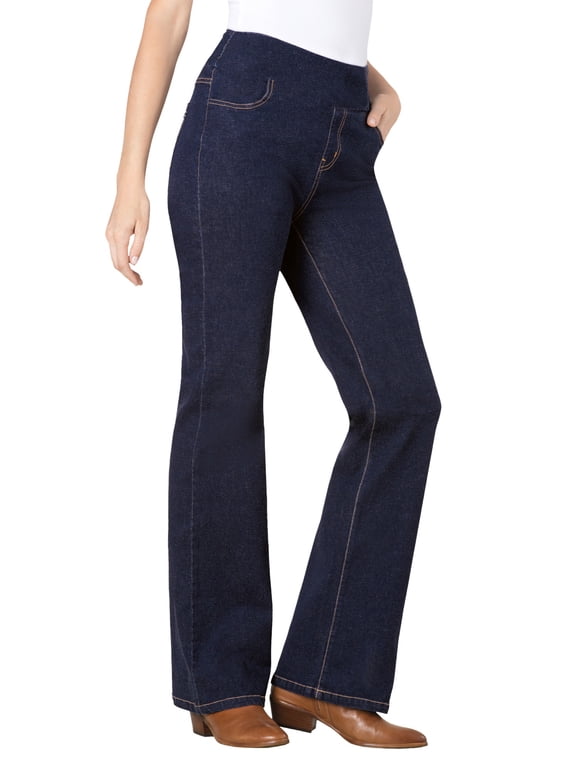 Plus Size Petite Smooth Waist Pull-On Flex Fit Bootcut Denim Jeans