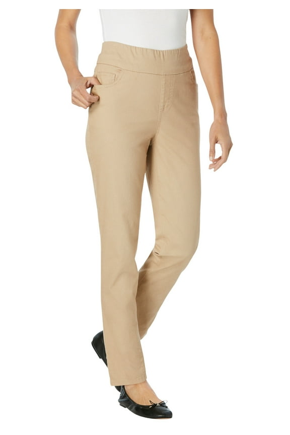 Plus Size Petite Flex Slim-Leg Pull-On Gap-Free Stretch-Denim Jeans