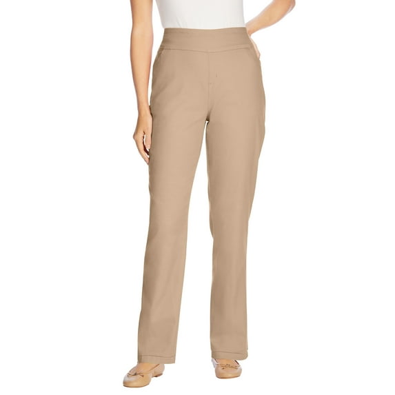 Woman Within Plus Size Petite Flex Pull-On Straight-Leg Gap-Free Stretch Denim Jeans