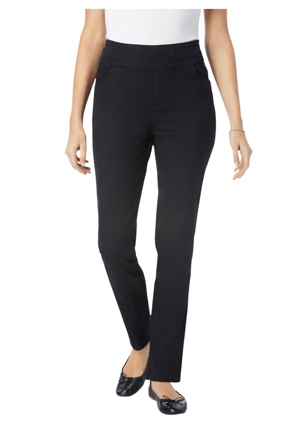 Plus Size Petite Flex Pull-On Straight-Leg Gap-Free Stretch Denim Jeans