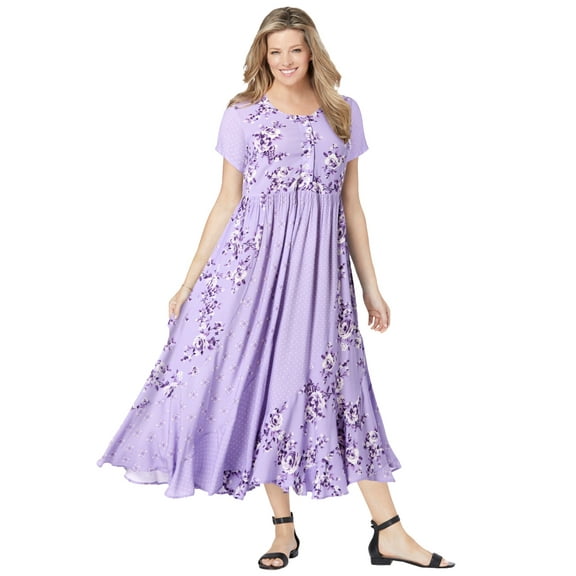 Woman Within Plus Size Mixed Print Maxi Dress