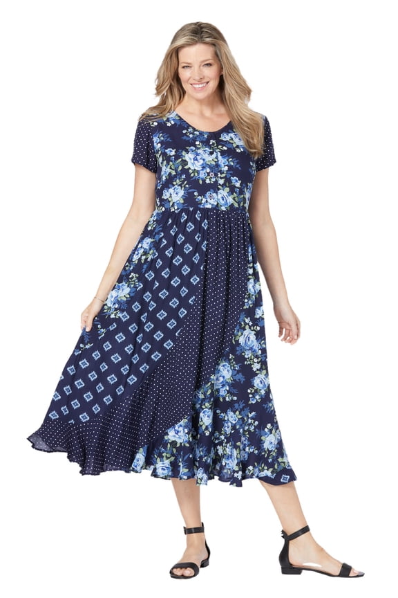 Plus Size Mixed Print Maxi Dress
