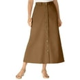 thumbnail image 1 of Woman Within Plus Size Petite Perfect Side-Elastic All-Cotton Button Front Denim Jeans Skirt, 1 of 4