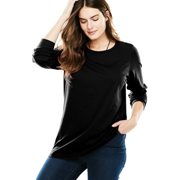 Woman Within Plus Size Perfect Long-Sleeve Crewneck Tee (Petite Available)