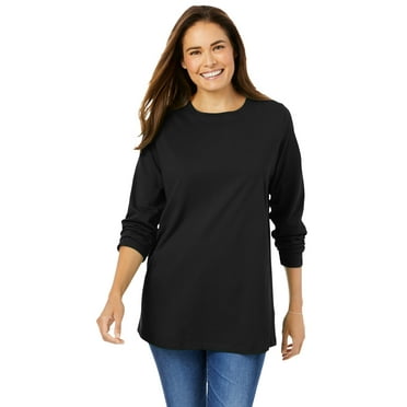 Woman Within Plus Size Perfect Long-Sleeve Crewneck Tee (Petite Available)