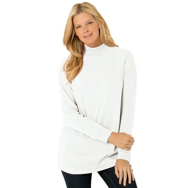 Woman Within Plus Size Perfect Long-Sleeve Mockneck Tee (Petite Available)