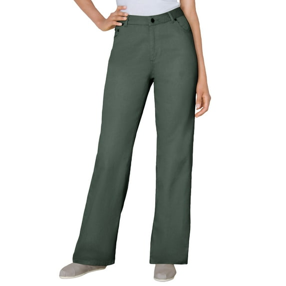 Woman Within Plus Size Petite Perfect Relaxed All-Cotton Denim Five-Pocket Jeans