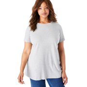 Woman Within Plus Size Petite Perfect Short-Sleeve Crewneck Cotton Tee