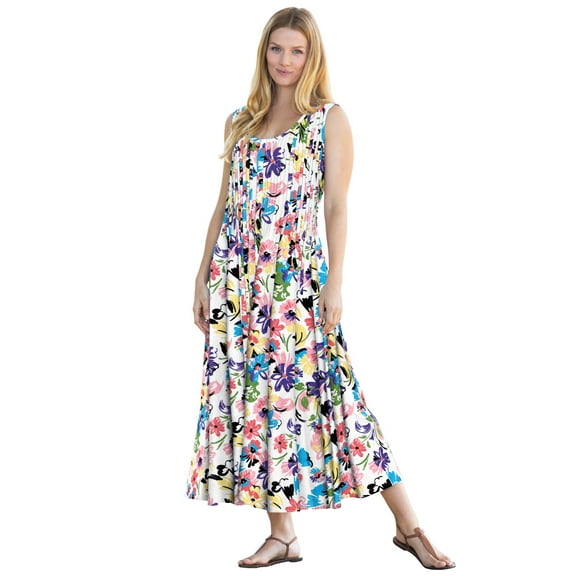 Woman Within Plus Size Pintucked Sleeveless Dress